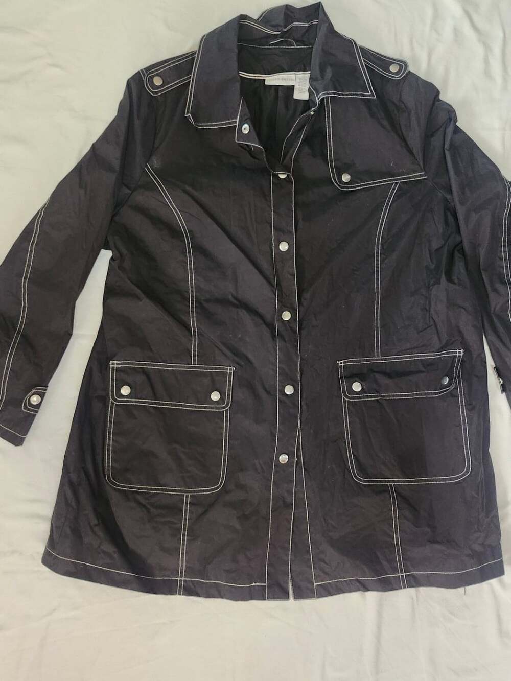 Jaclyn Smith Women's Black Contrast Stitching Utility Jacket Size 2X